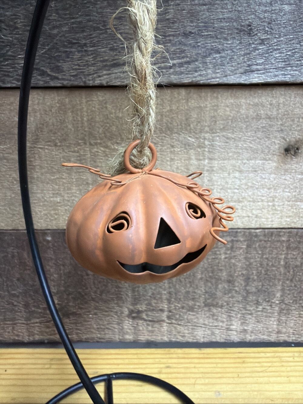 Orange Metal Jack-O-Lantern Pumpkin Bell Ornaments Halloween Decor